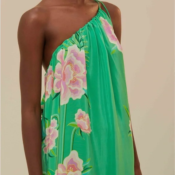 Farm Rio Floral Vibing Satin Maxi Dress M - Picture 4 of 11